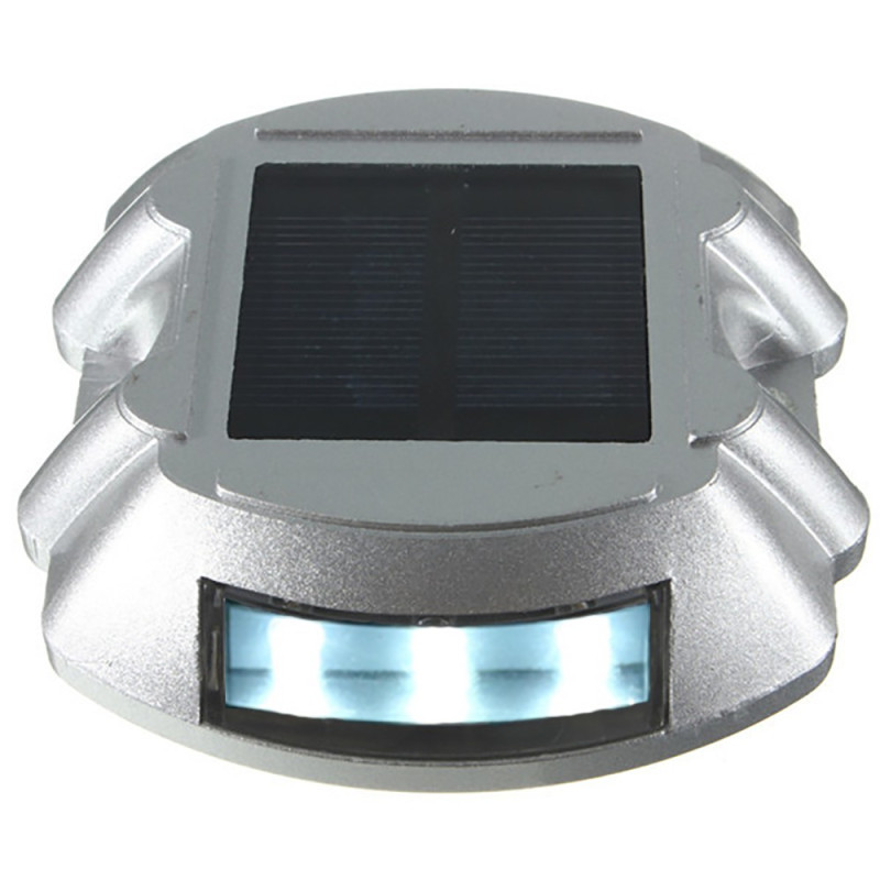 Lot de 2 spots solaires pavés de sol réfléchissants ip 68 6 leds blanc fixe zs-gd04