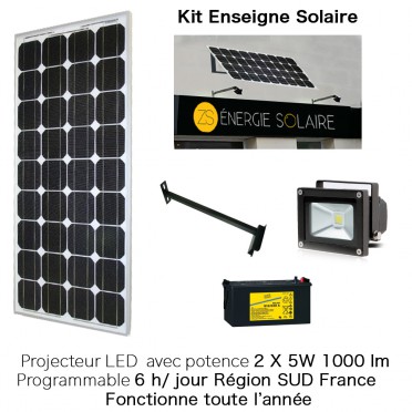 Kit enseigne solaire 2X5W 6H programmable sud