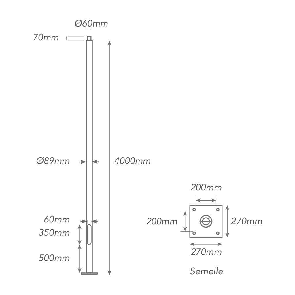 ✔️ Kit d'éclairage Extérieur en Métal - Hauteur de mât 2,4M